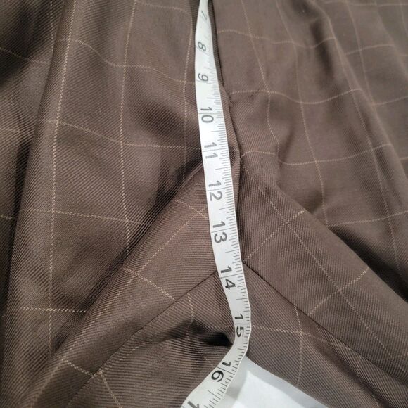 Paul Fredrick Mens Suit Size 48 R Brown Windowpane Plaid Wool Classic Fit Retro - Picture 13 of 15